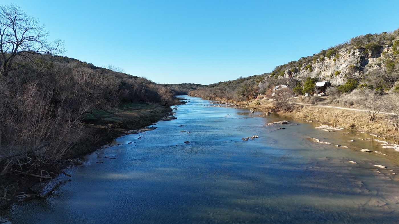 Looking upriver through the limestone canyon